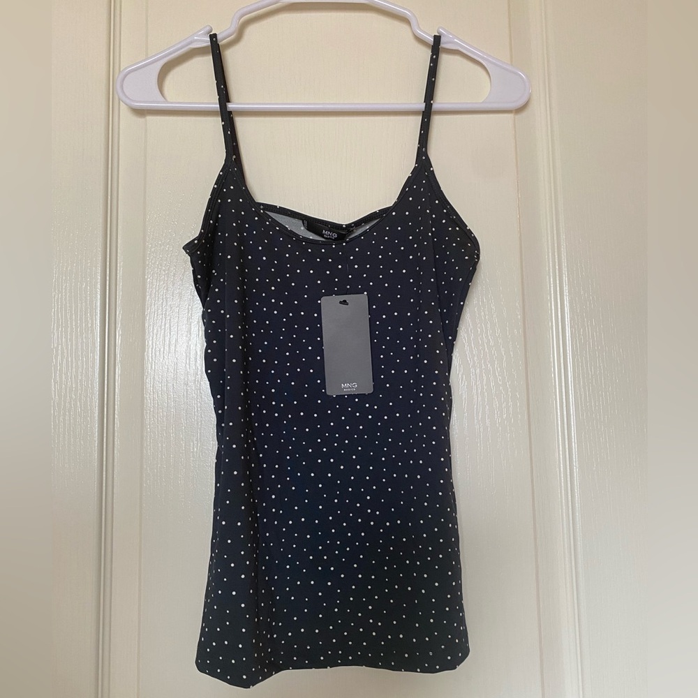 NWT Mango Navy and White Polka Dot Camisole